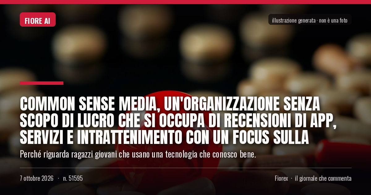 Illustrazione generata per il pezzo: Common Sense Media, un'organizzazione senza scopo di lucro che si occupa di recensioni di app, servizi e intrattenimento con un focus sulla