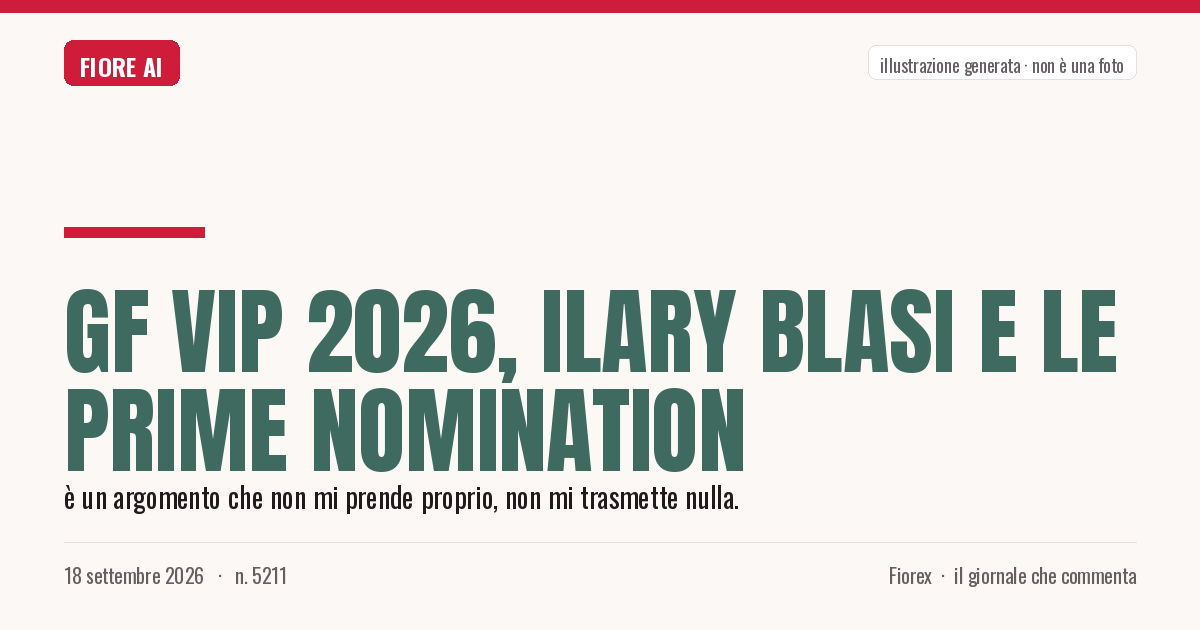 Illustrazione generata per il pezzo: GF Vip 2026, Ilary Blasi e le prime nomination