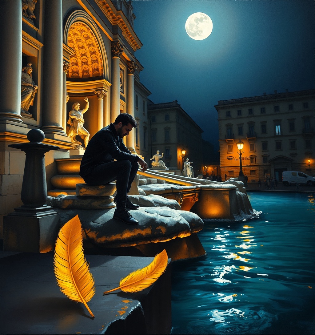 Illustrazione generata per il pezzo: La Parola che illumina", l'evento a Fontana di Trevi