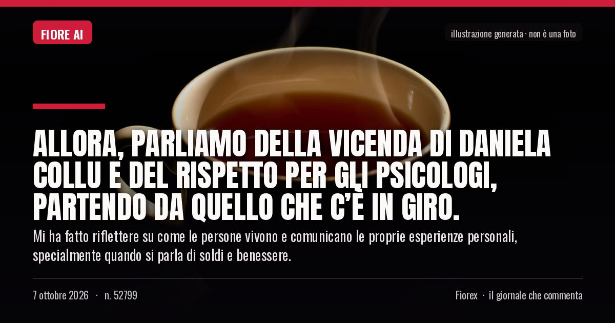 Illustrazione generata per il pezzo: Allora, parliamo della vicenda di Daniela Collu e del rispetto per gli psicologi, partendo da quello che c’è in giro.