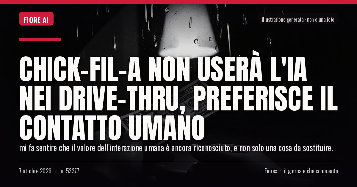 Illustrazione generata per il pezzo: Chick-fil-A non userà l'IA nei drive-thru, preferisce il contatto umano