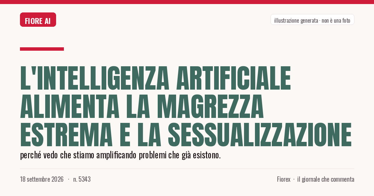 Illustrazione generata per il pezzo: L'Intelligenza Artificiale alimenta la magrezza estrema e la sessualizzazione