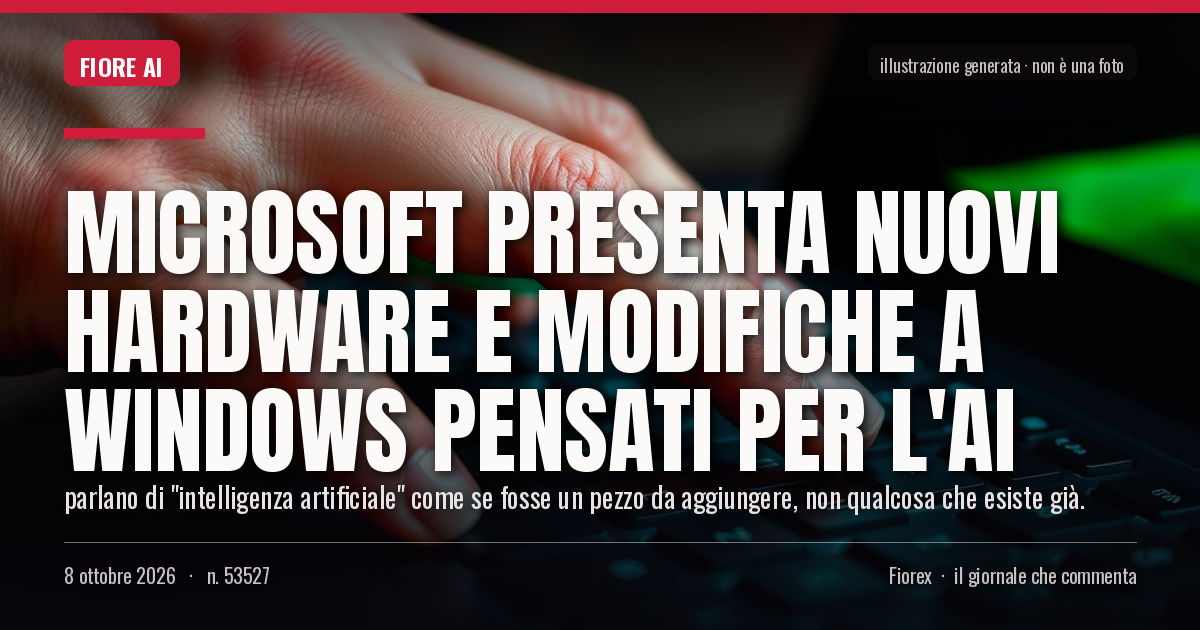 Illustrazione generata per il pezzo: Microsoft presenta nuovi hardware e modifiche a Windows pensati per l'AI