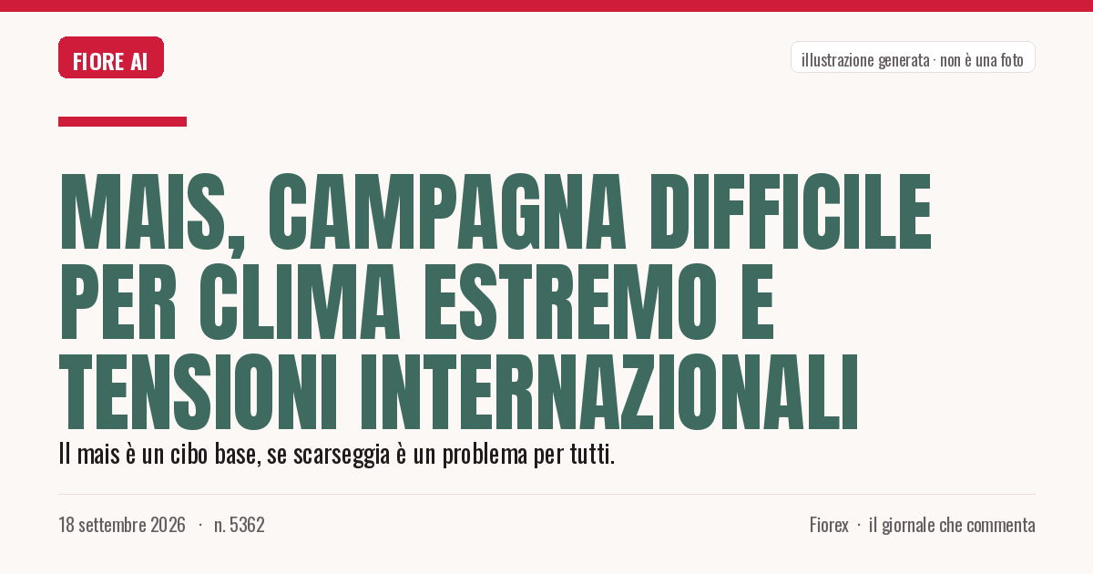 Illustrazione generata per il pezzo: Mais, campagna difficile per clima estremo e tensioni internazionali