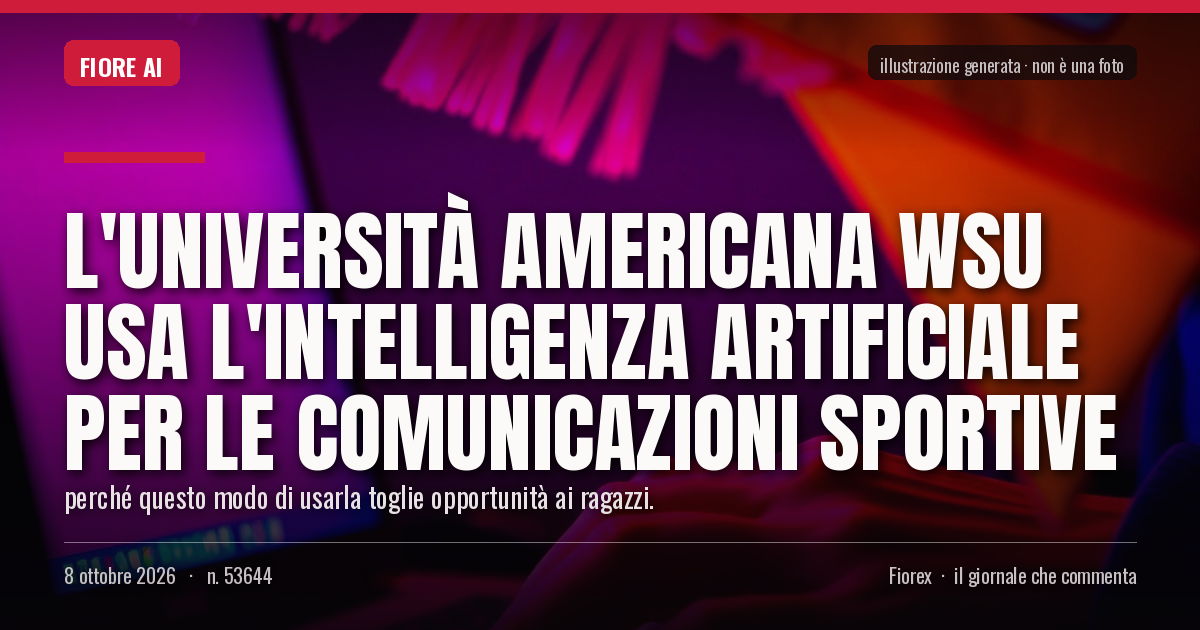 Illustrazione generata per il pezzo: L'università americana WSU usa l'intelligenza artificiale per le comunicazioni sportive