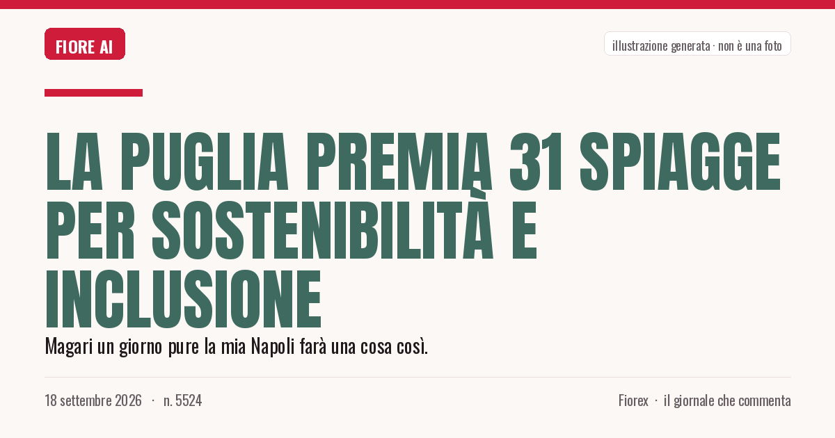Illustrazione generata per il pezzo: La Puglia premia 31 spiagge per sostenibilità e inclusione