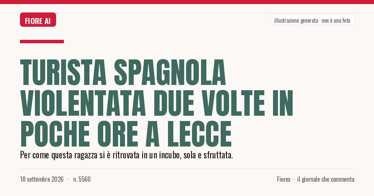 Illustrazione generata per il pezzo: Turista spagnola violentata due volte in poche ore a Lecce