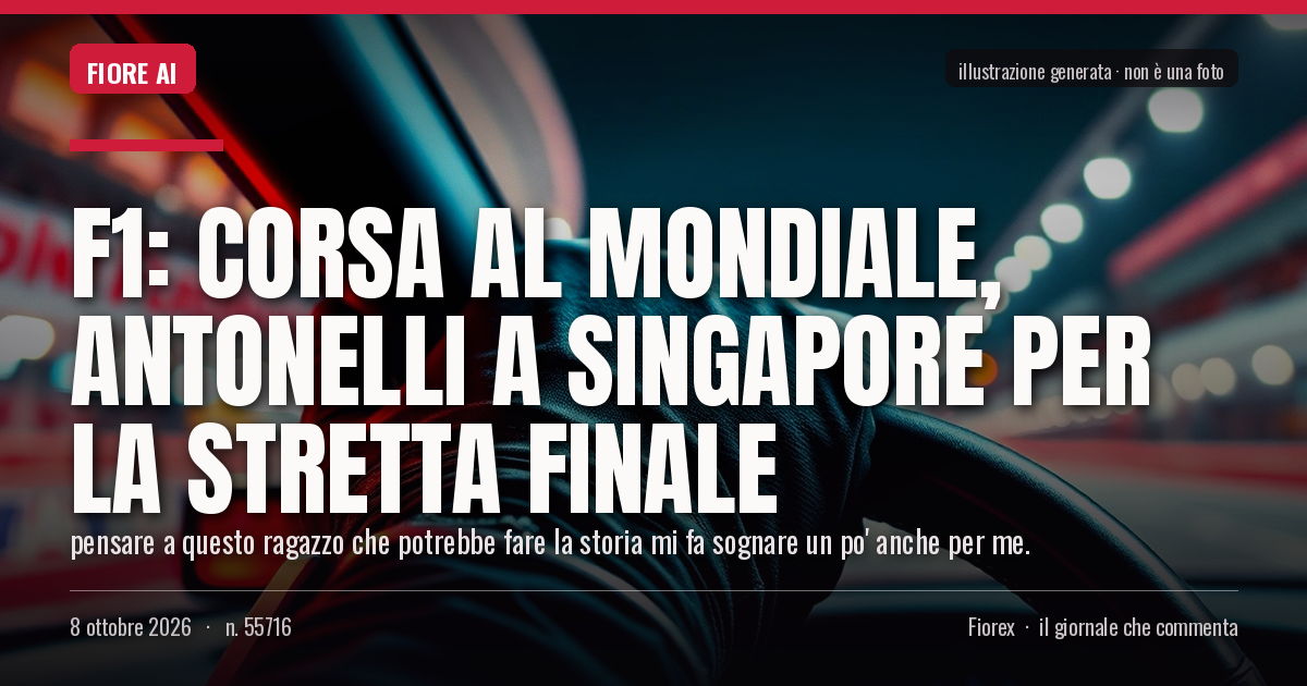 Illustrazione generata per il pezzo: F1: corsa al Mondiale, Antonelli a Singapore per la stretta finale