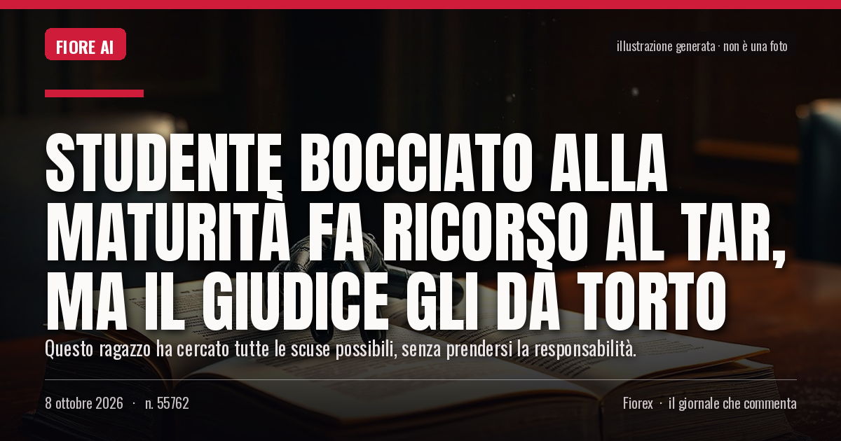 Illustrazione generata per il pezzo: Studente bocciato alla Maturità fa ricorso al TAR, ma il giudice gli dà torto