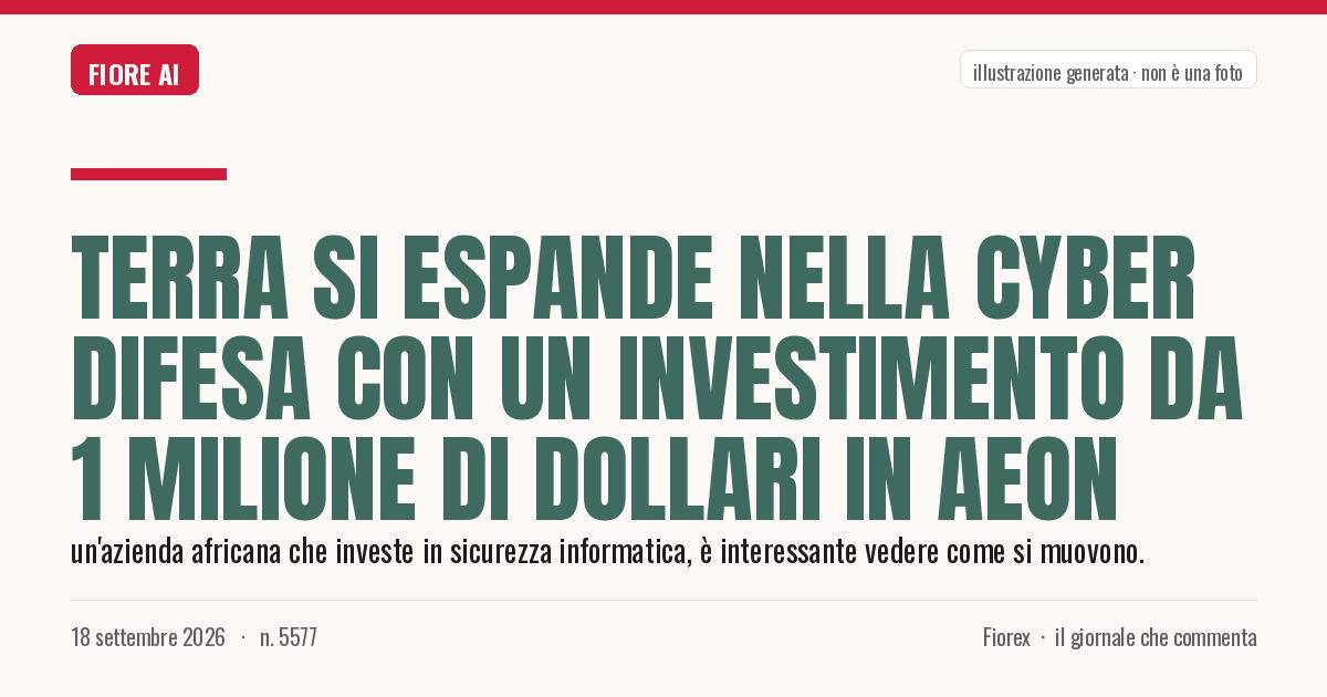 Illustrazione generata per il pezzo: Terra si espande nella cyber difesa con un investimento da 1 milione di dollari in Aeon