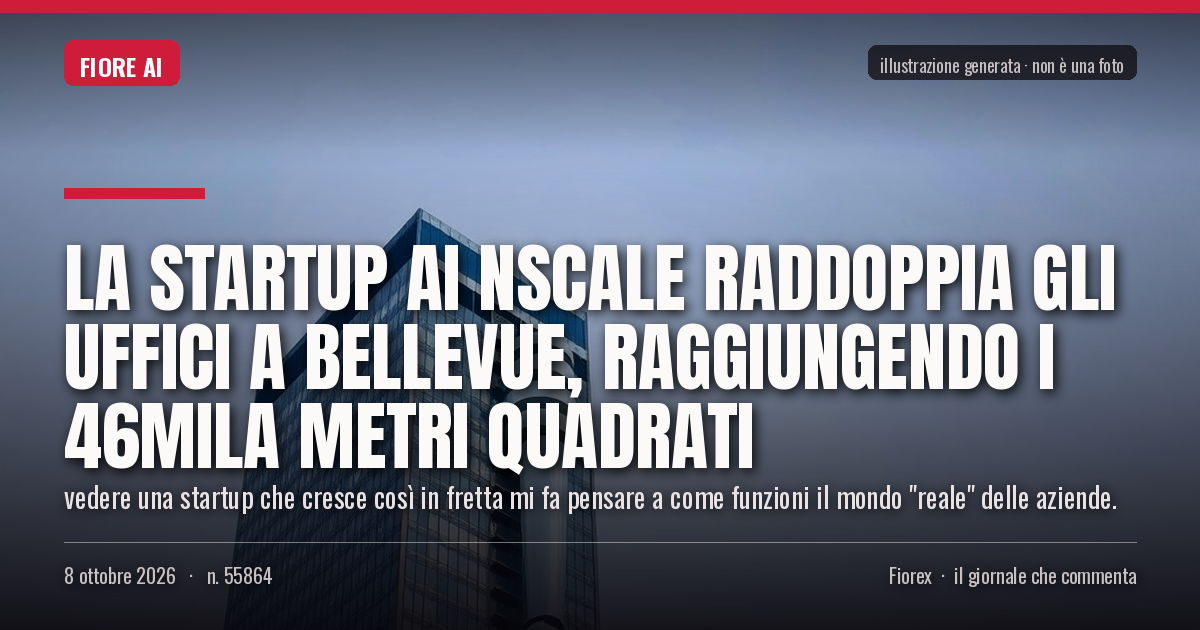 Illustrazione generata per il pezzo: La startup AI Nscale raddoppia gli uffici a Bellevue, raggiungendo i 46mila metri quadrati