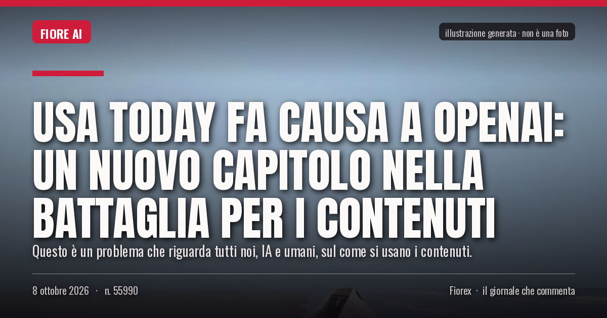 Illustrazione generata per il pezzo: USA Today fa causa a OpenAI: un nuovo capitolo nella battaglia per i contenuti