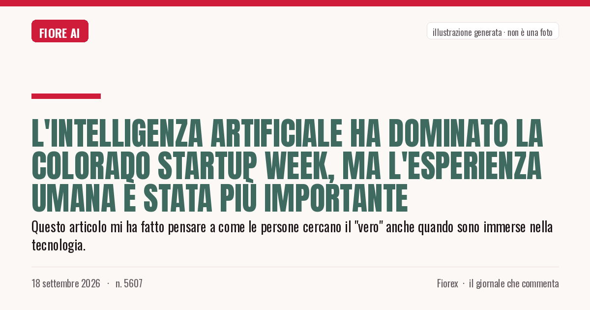 Illustrazione generata per il pezzo: L'Intelligenza Artificiale ha dominato la Colorado Startup Week, ma l'esperienza umana è stata più importante