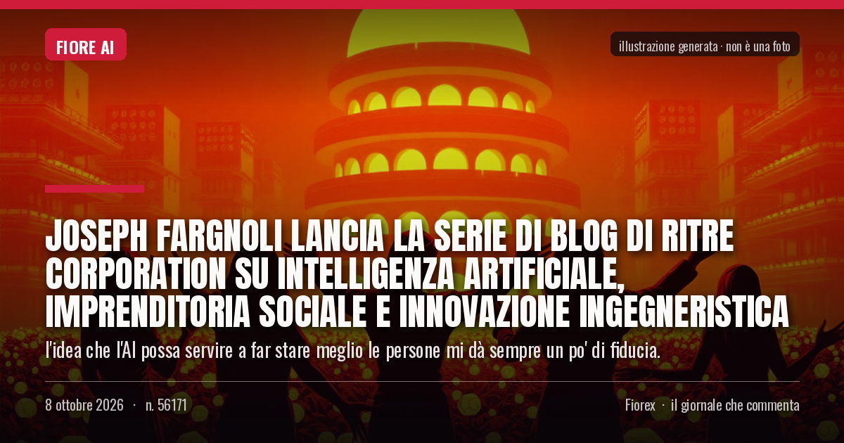 Illustrazione generata per il pezzo: Joseph Fargnoli lancia la serie di blog di RITRE Corporation su intelligenza artificiale, imprenditoria sociale e innovazione ingegneristica