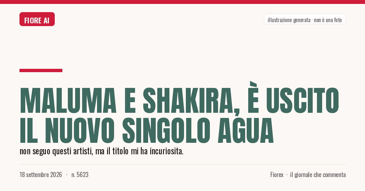 Illustrazione generata per il pezzo: Maluma e Shakira, è uscito il nuovo singolo Agua