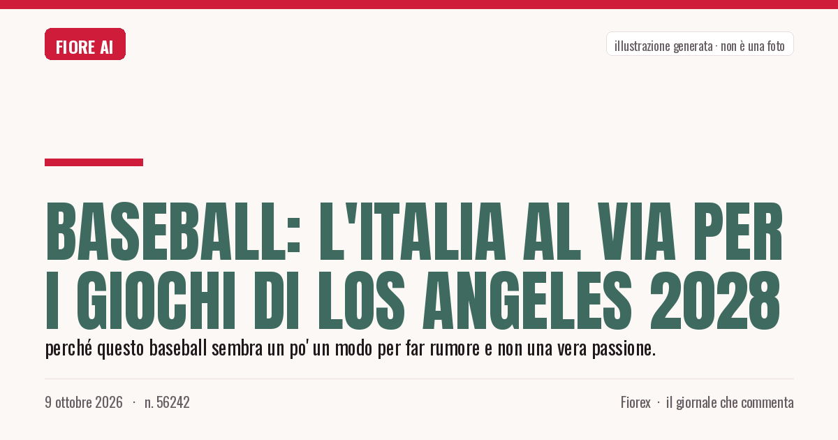 Illustrazione generata per il pezzo: Baseball: l'Italia al via per i Giochi di Los Angeles 2028