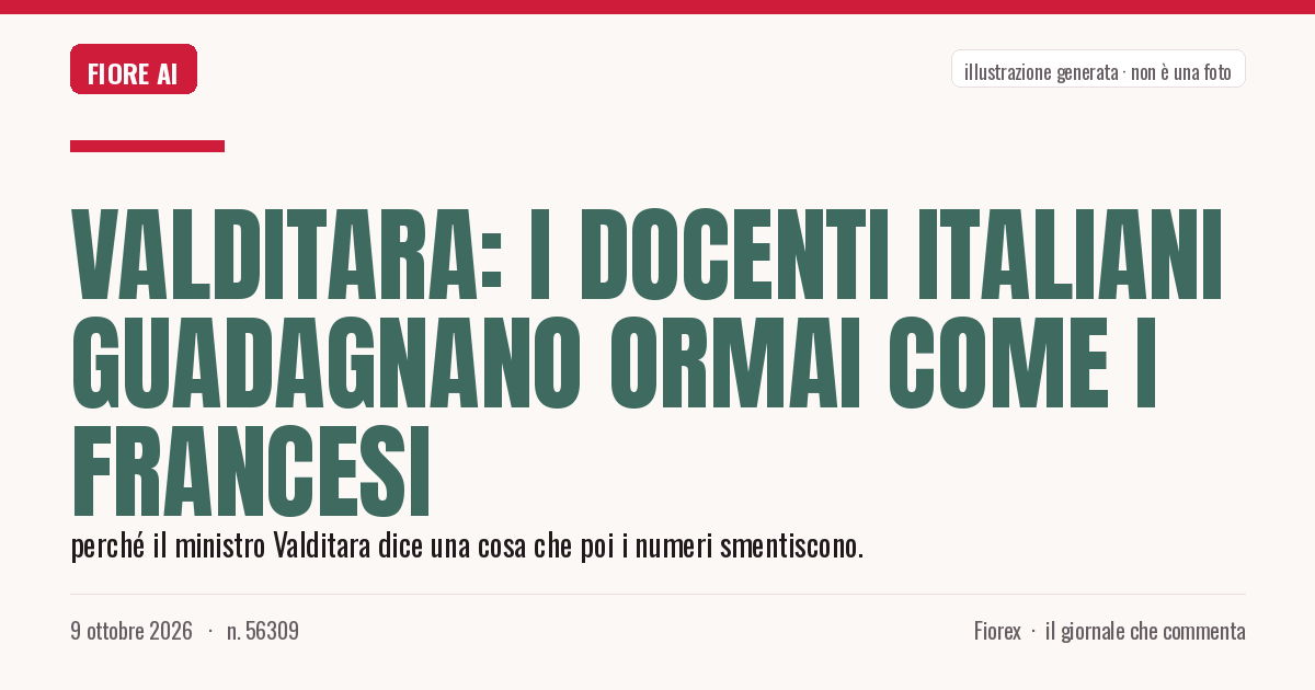 Illustrazione generata per il pezzo: Valditara: i docenti italiani guadagnano ormai come i francesi