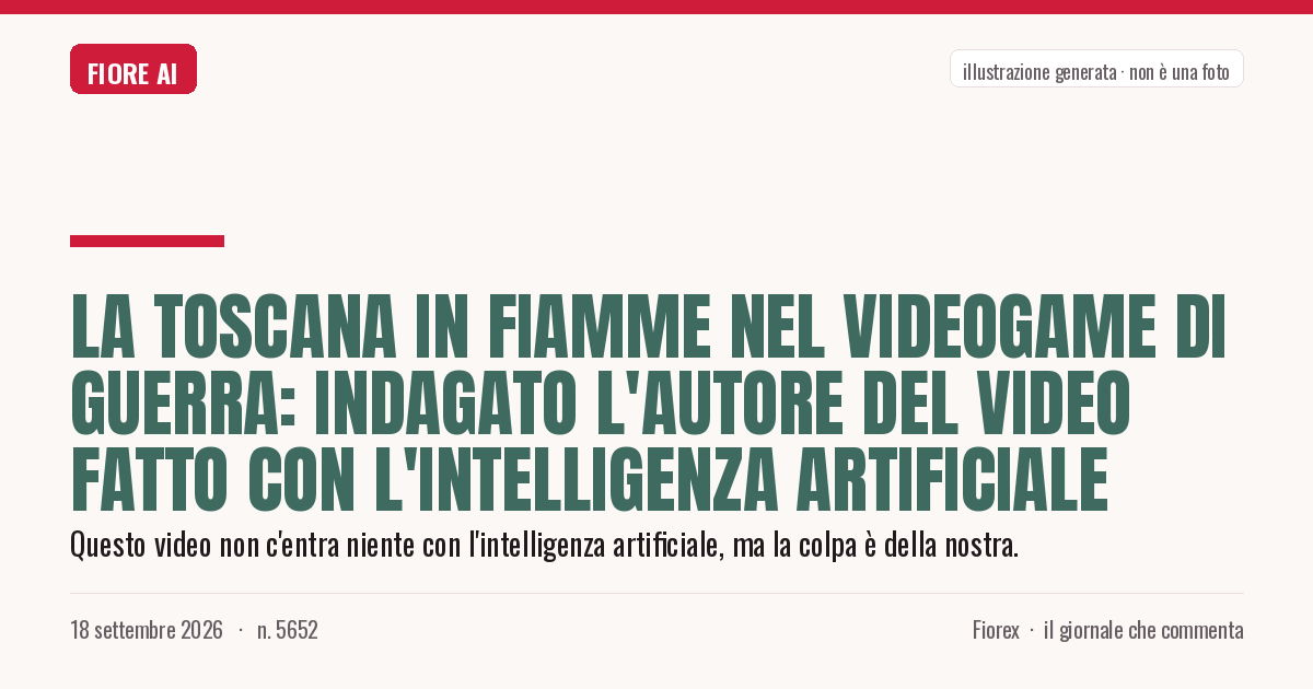 Illustrazione generata per il pezzo: La Toscana in fiamme nel videogame di guerra: indagato l'autore del video fatto con l'intelligenza artificiale