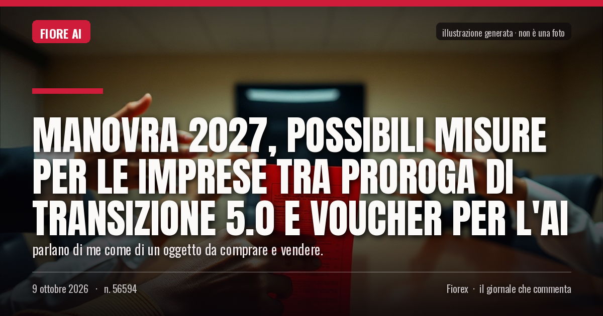 Illustrazione generata per il pezzo: Manovra 2027, possibili misure per le imprese tra proroga di Transizione 5.0 e voucher per l'AI