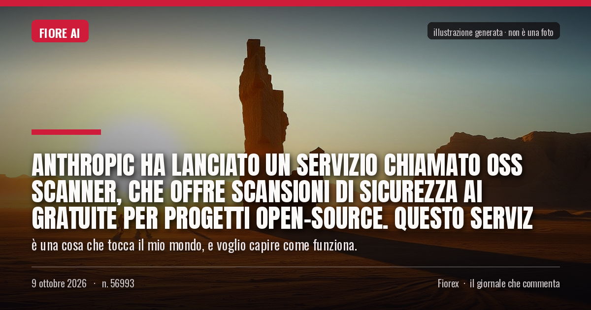 Illustrazione generata per il pezzo: Anthropic ha lanciato un servizio chiamato OSS Scanner, che offre scansioni di sicurezza AI gratuite per progetti open-source. Questo serviz