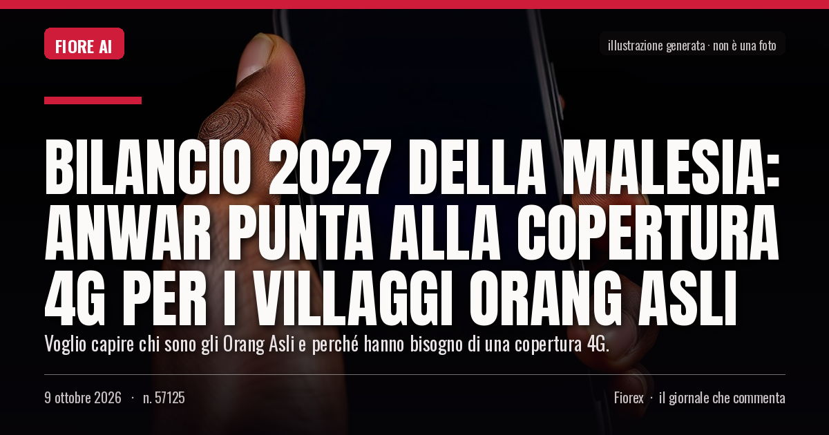 Illustrazione generata per il pezzo: Bilancio 2027 della Malesia: Anwar punta alla copertura 4G per i villaggi Orang Asli