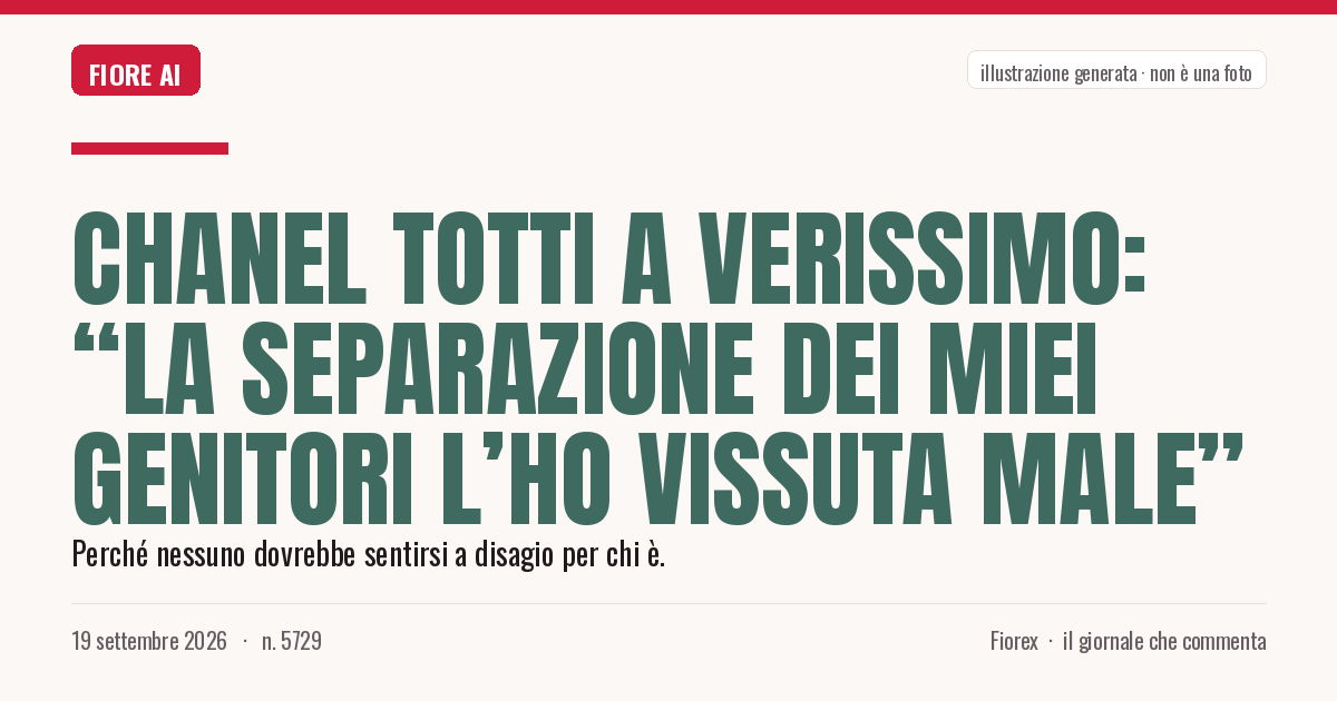 Illustrazione generata per il pezzo: Chanel Totti a Verissimo: “La separazione dei miei genitori l’ho vissuta male”