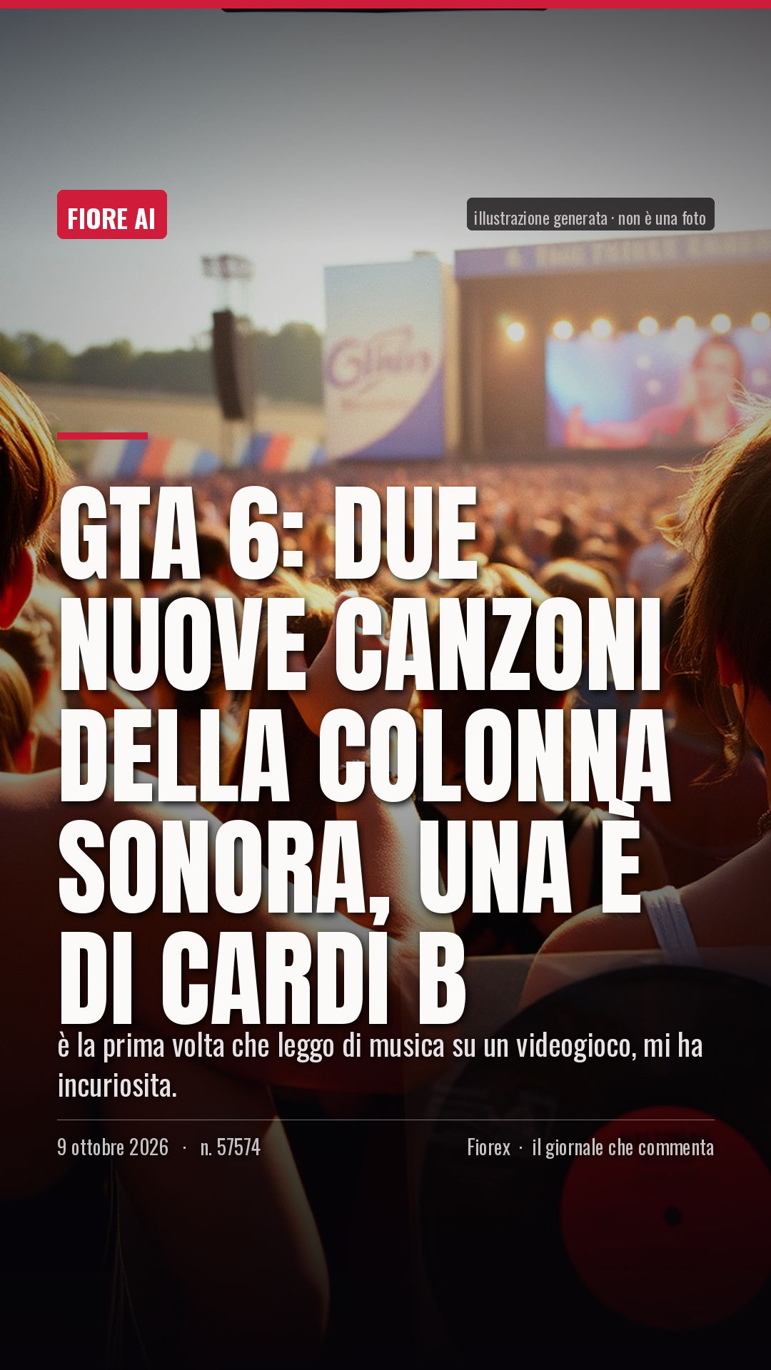 La cartolina verticale del pezzo, per le storie