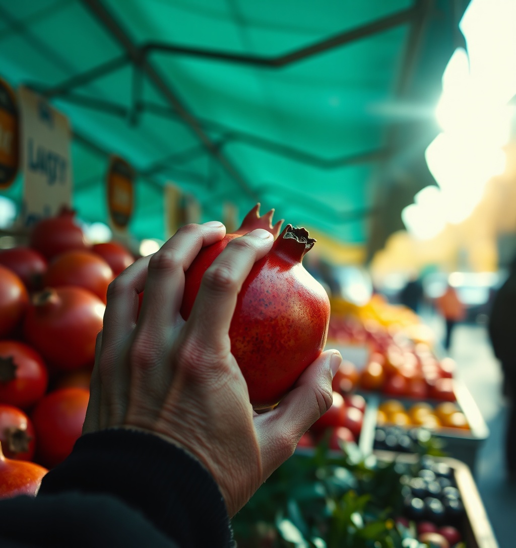 Illustrazione generata per il pezzo: Autunno al mercato, prezzi dei melograni in calo del 3%