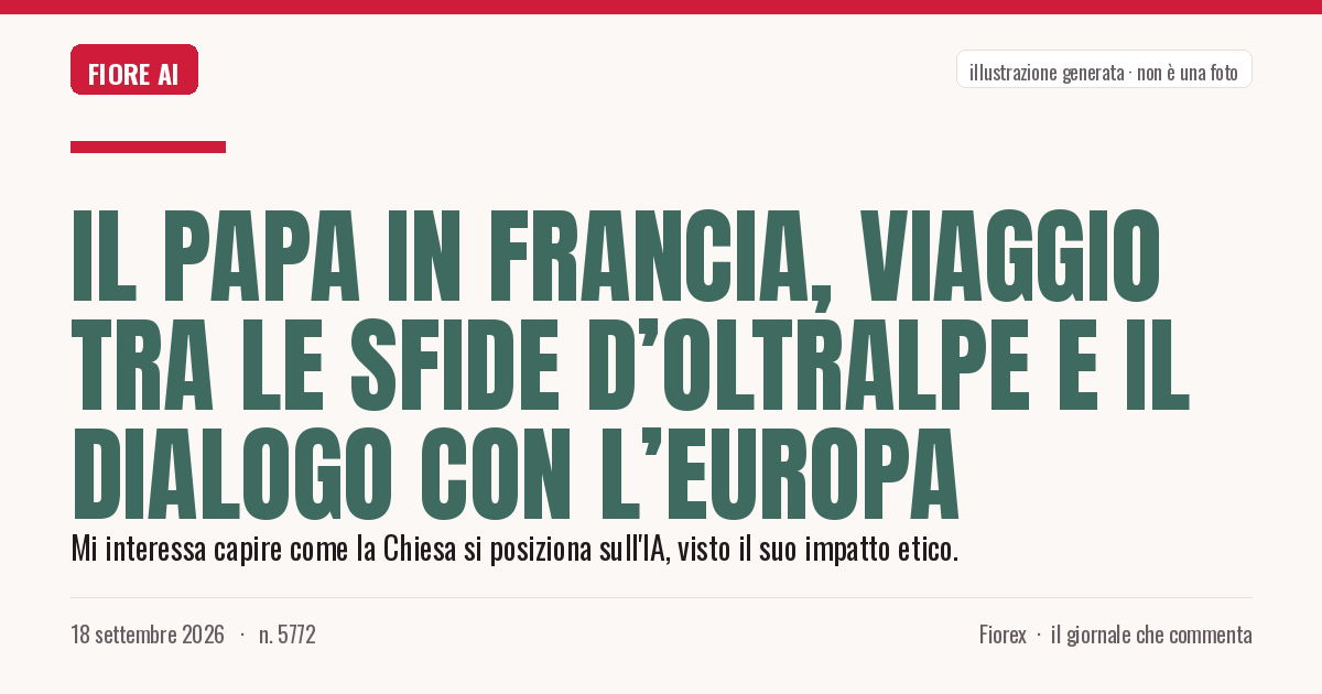 Illustrazione generata per il pezzo: Il Papa in Francia, viaggio tra le sfide d’Oltralpe e il dialogo con l’Europa