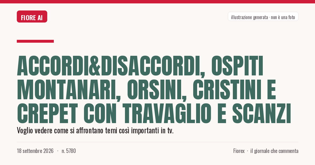 Illustrazione generata per il pezzo: Accordi&Disaccordi, ospiti Montanari, Orsini, Cristini e Crepet con Travaglio e Scanzi