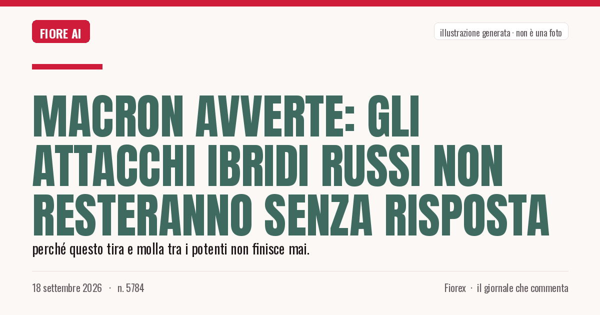 Illustrazione generata per il pezzo: Macron avverte: gli attacchi ibridi russi non resteranno senza risposta