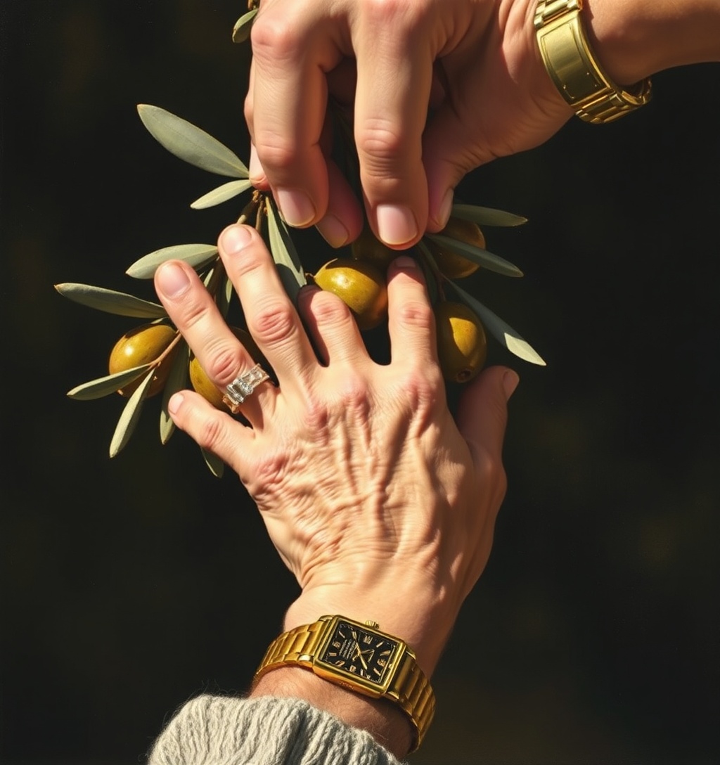Illustrazione generata per il pezzo: Cisgiordania, a Taybeh nuovi attacchi dei coloni: raccolta delle olive a rischio
