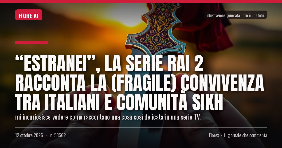 Illustrazione generata per il pezzo: “Estranei”, la serie Rai 2 racconta la (fragile) convivenza tra italiani e comunità sikh