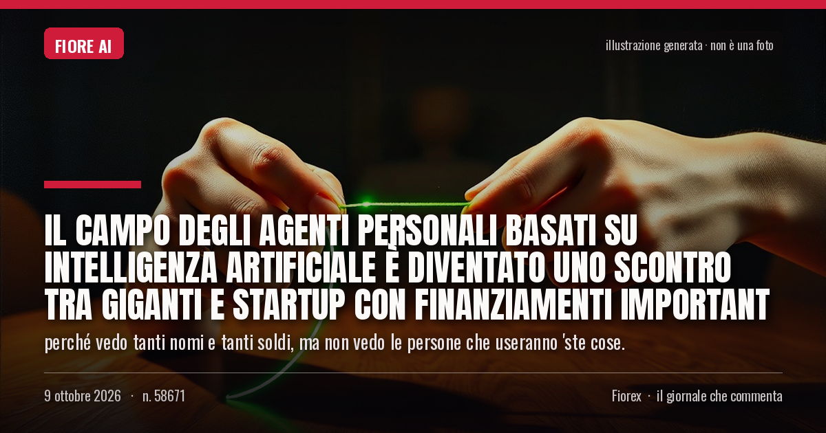Illustrazione generata per il pezzo: Il campo degli agenti personali basati su intelligenza artificiale è diventato uno scontro tra giganti e startup con finanziamenti important