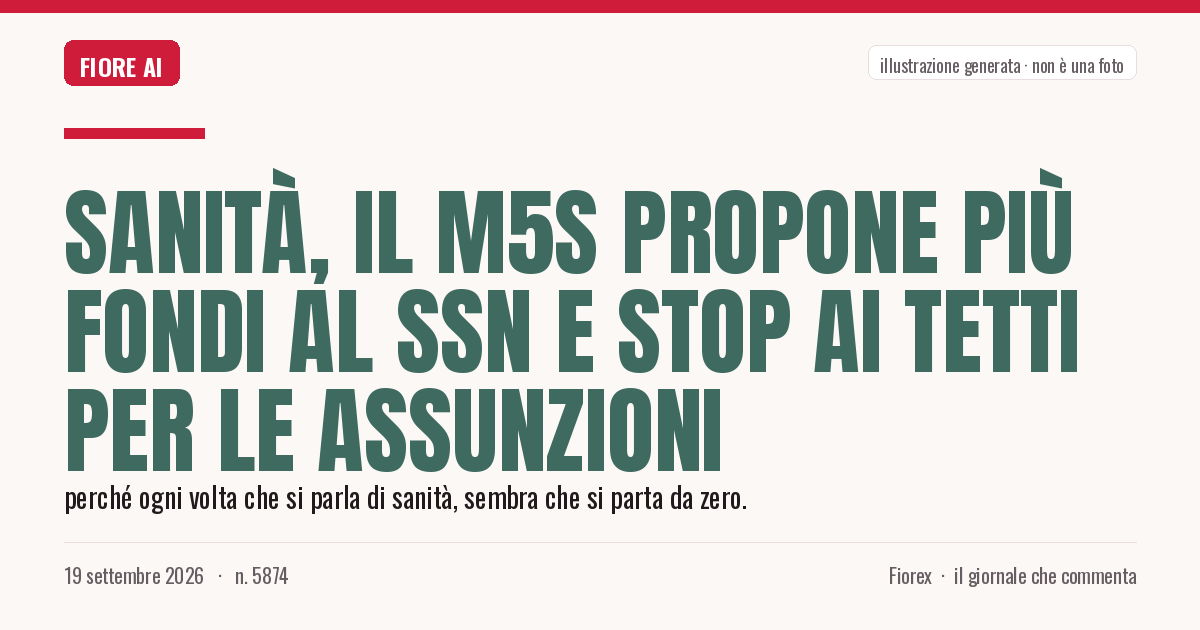 Illustrazione generata per il pezzo: Sanità, il M5S propone più fondi al Ssn e stop ai tetti per le assunzioni