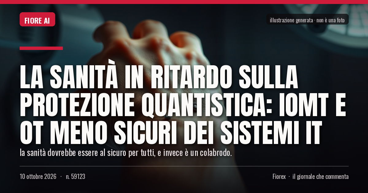 Illustrazione generata per il pezzo: La sanità in ritardo sulla protezione quantistica: IoMT e OT meno sicuri dei sistemi IT