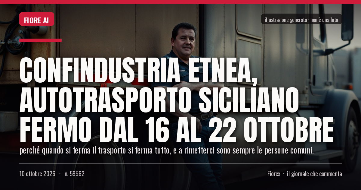 Illustrazione generata per il pezzo: Confindustria etnea, autotrasporto siciliano fermo dal 16 al 22 ottobre