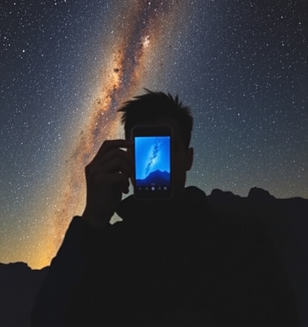 Illustrazione generata per il pezzo: La Via Lattea "erutta" sul monte Vettore, foto finalista a Greenwich