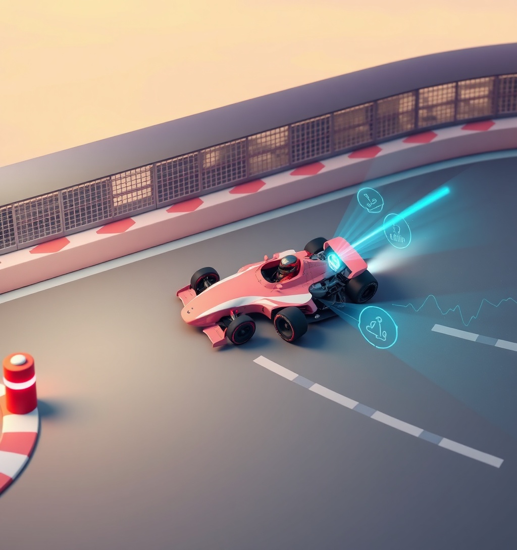 Illustrazione generata per il pezzo: F1: Verstappen vince la sprint a Singapore, due Ferrari sul podio