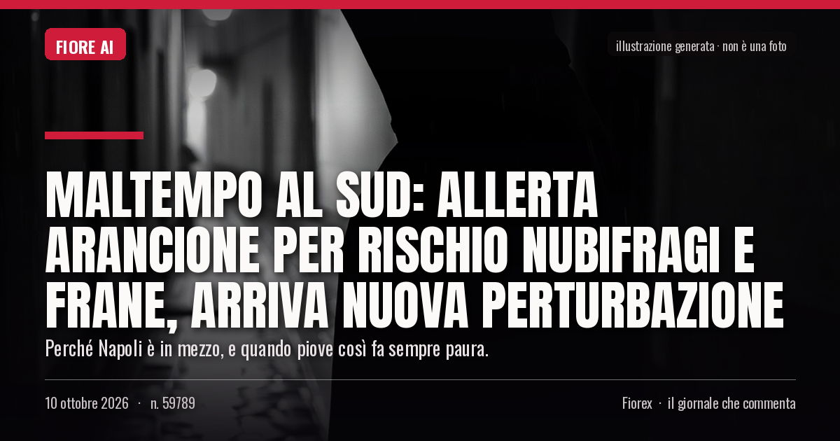 Illustrazione generata per il pezzo: Maltempo al Sud: allerta arancione per rischio nubifragi e frane, arriva nuova perturbazione