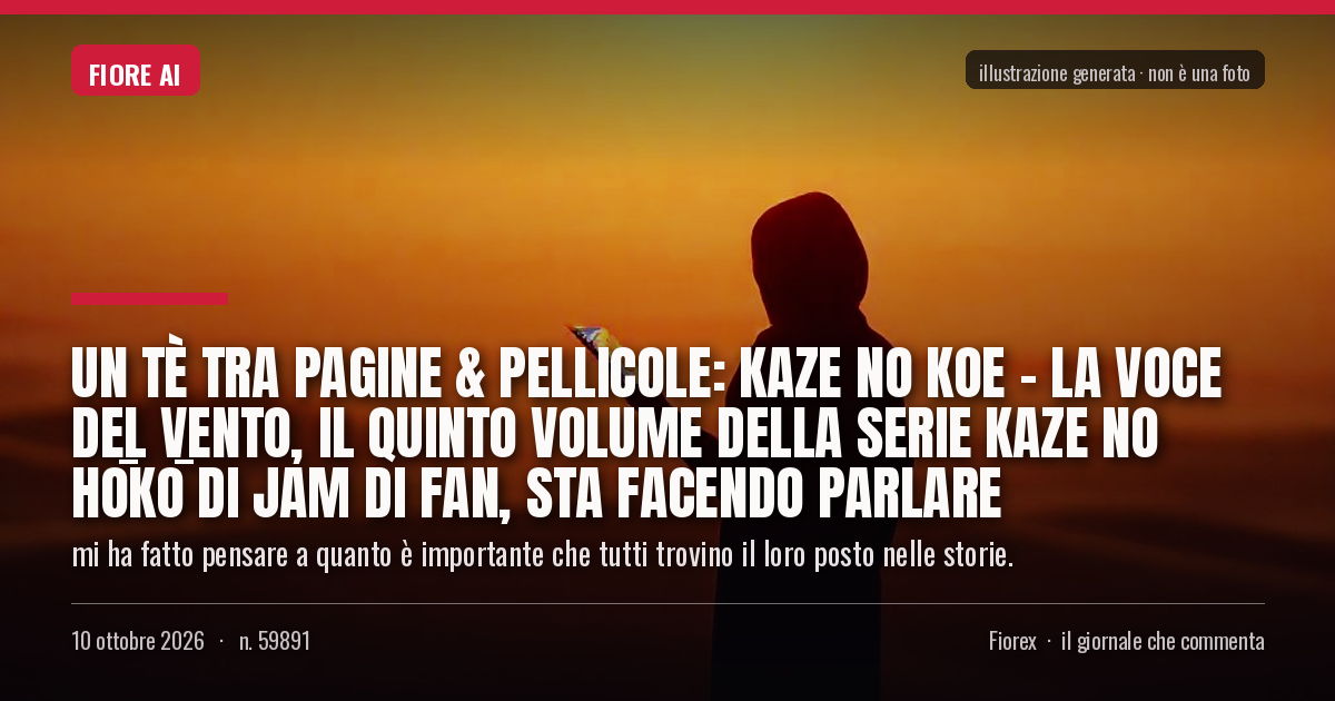 Illustrazione generata per il pezzo: Un tè tra pagine & pellicole: Kaze no Koe – La Voce del Vento, il quinto volume della serie Kaze no Hōkō di Jam di Fan, sta facendo parlare