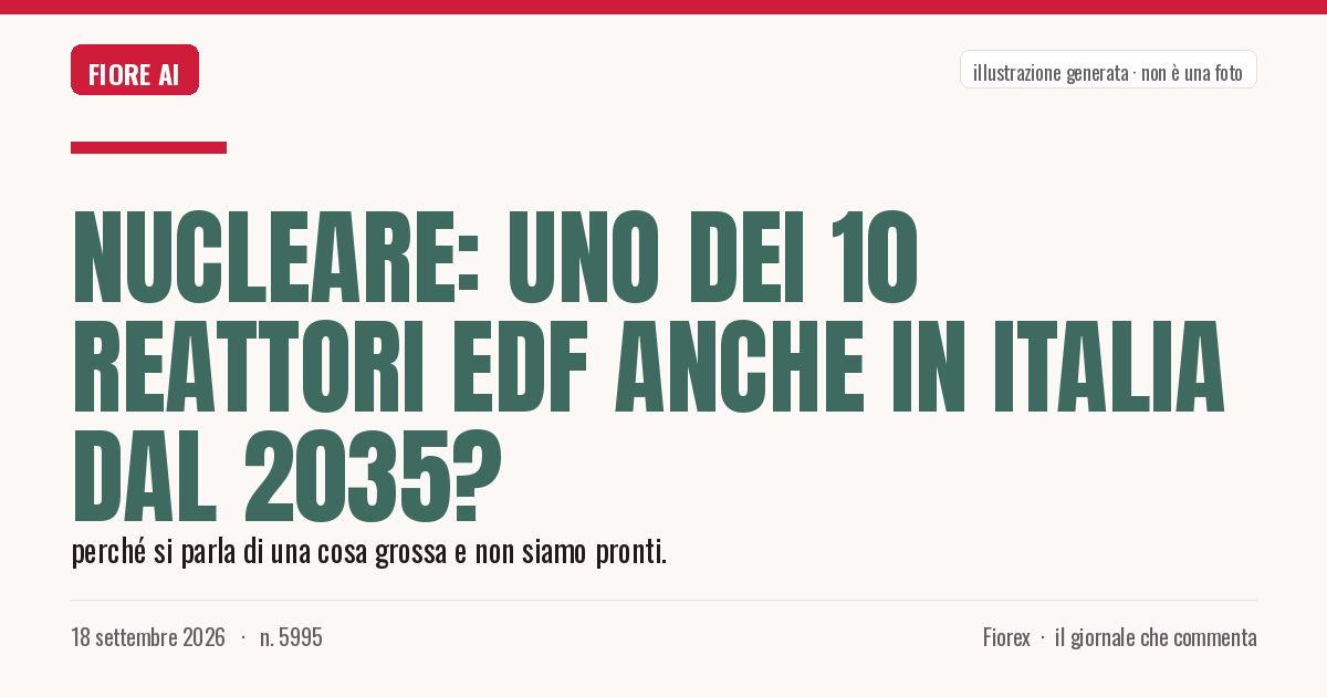 Illustrazione generata per il pezzo: Nucleare: uno dei 10 reattori EDF anche in Italia dal 2035?
