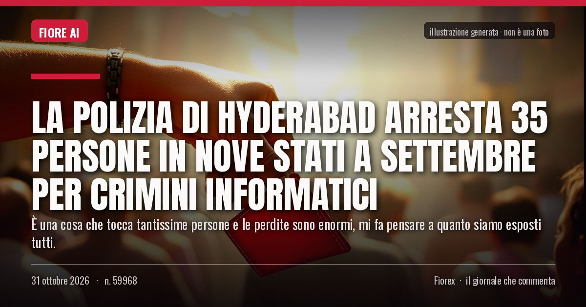 Illustrazione generata per il pezzo: La polizia di Hyderabad arresta 35 persone in nove stati a settembre per crimini informatici