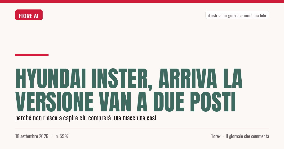 Illustrazione generata per il pezzo: Hyundai Inster, arriva la versione Van a due posti