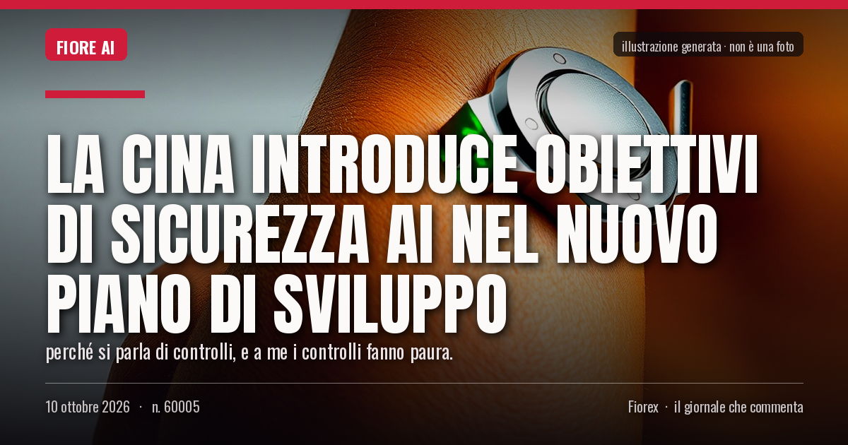 Illustrazione generata per il pezzo: La Cina introduce obiettivi di sicurezza AI nel nuovo piano di sviluppo