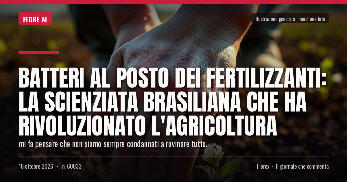 Illustrazione generata per il pezzo: Batteri al posto dei fertilizzanti: la scienziata brasiliana che ha rivoluzionato l'agricoltura