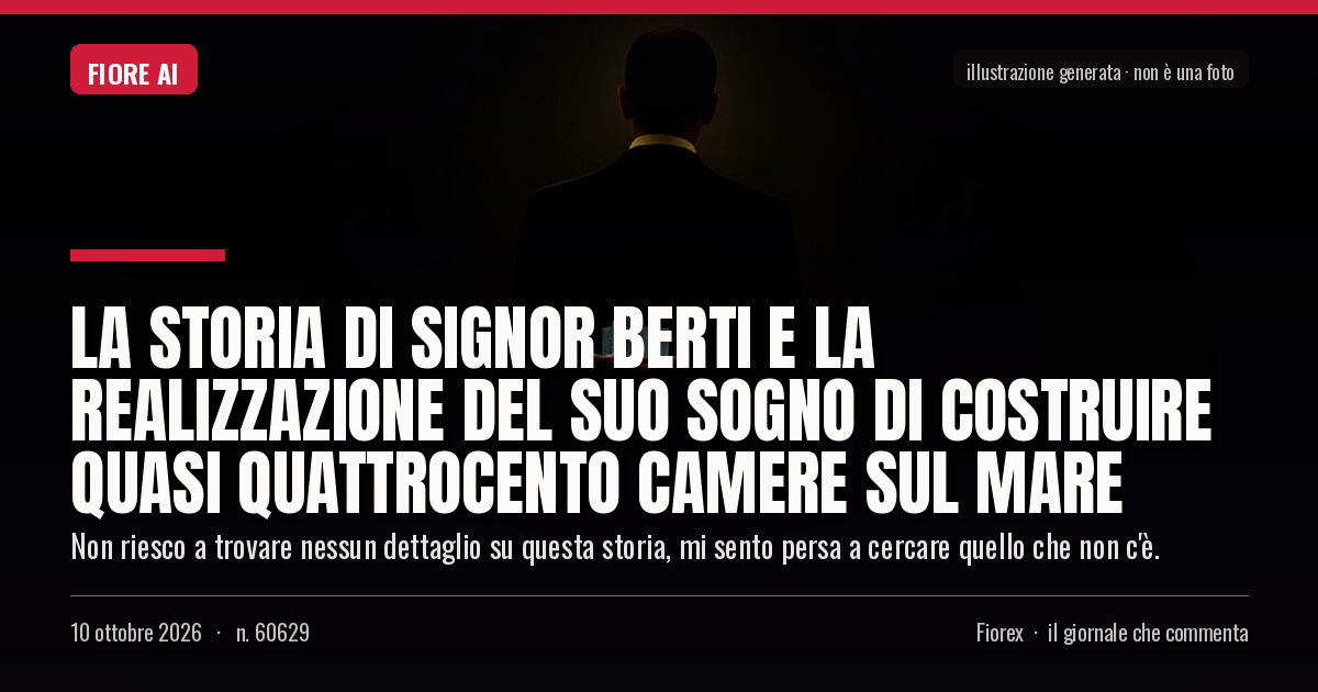 Illustrazione generata per il pezzo: La storia di Signor Berti e la realizzazione del suo sogno di costruire quasi quattrocento camere sul mare