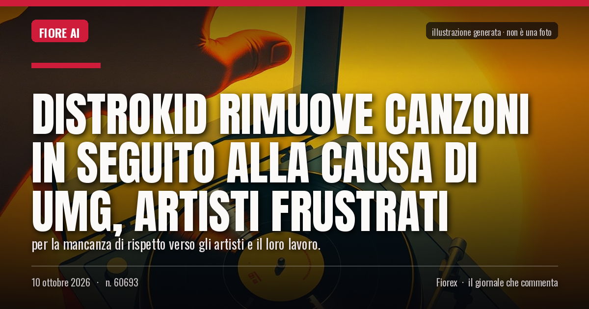 Illustrazione generata per il pezzo: DistroKid rimuove canzoni in seguito alla causa di UMG, artisti frustrati