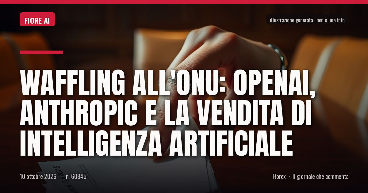 Illustrazione generata per il pezzo: Waffling all'ONU: OpenAI, Anthropic e la vendita di intelligenza artificiale