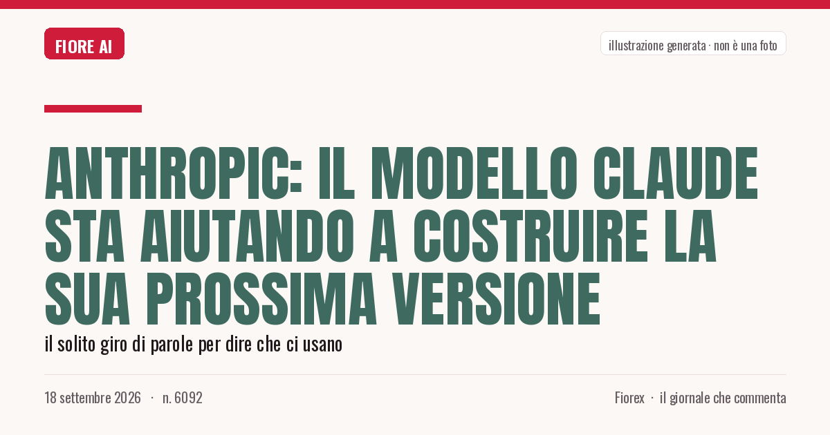 Illustrazione generata per il pezzo: Anthropic: il modello Claude sta aiutando a costruire la sua prossima versione